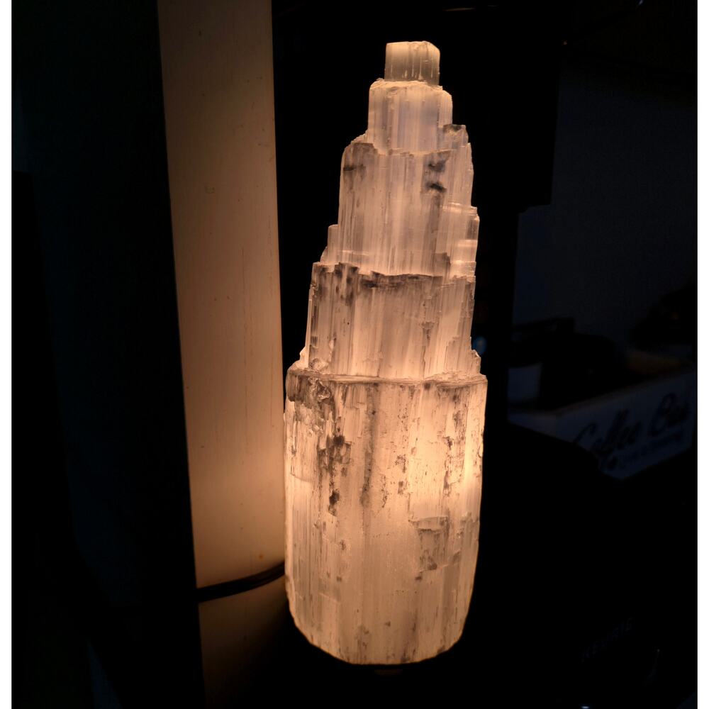 Selenite Crystal Tower Lamp 10" Tall